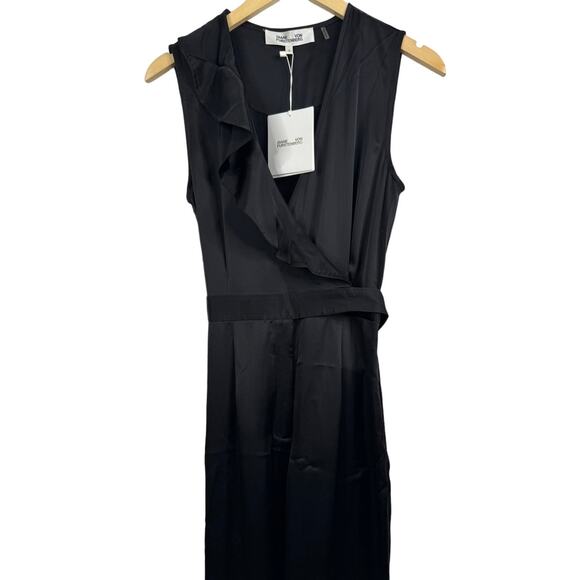Diane von Furstenberg Sol wrap-effect satin wide-leg jumpsuit Size 2 NWT - Picture 12 of 13